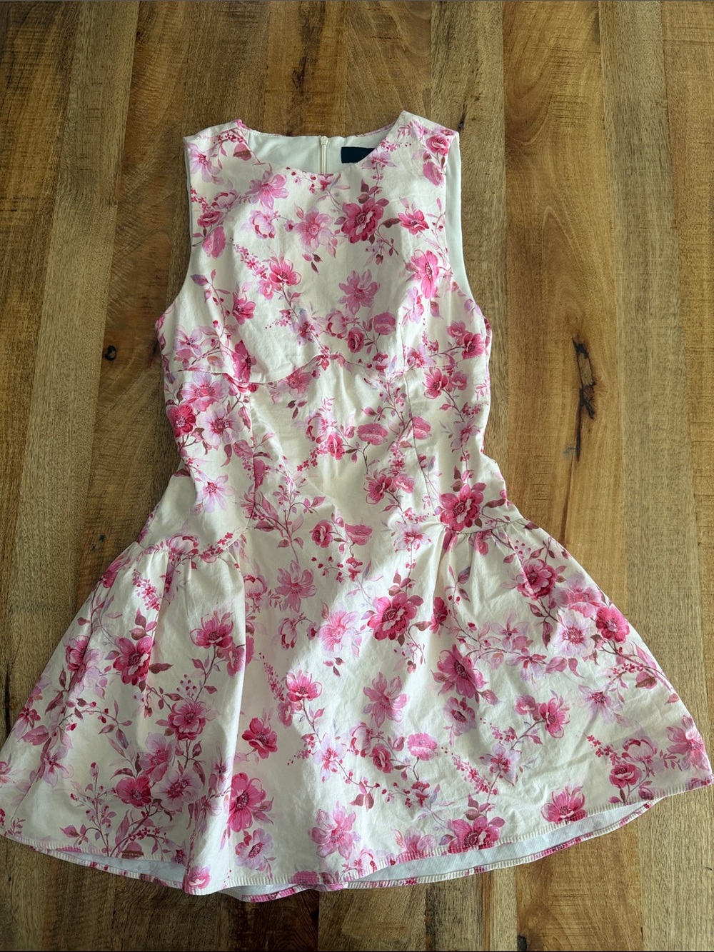 Zara Pink and White Floral Fit-and-Flare Dress